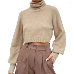 Women's Sweaters Women Knit Sweater Crop Tops Spring Autumn Vintage Clothes Solid Color Long Sleeve Cowl Neck Pullover Y2k Streetwear