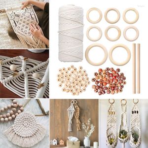 Clothing Yarn Macrame Cord Natural Cotton With Wood Stick Rings Beads For Wall Hanging Plant Hangers Knitting DIY Craft Kit Decor