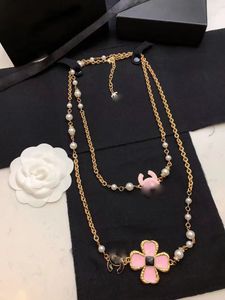 collane con pendente di marca trifoglio dolce di marca carino fiore rosa lettere geometria oro 18 carati elegante collana gioielli regalo di San Valentino