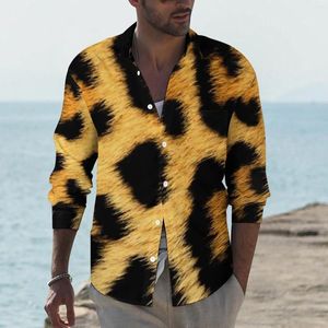 Camicie casual da uomo Stampa leopardata Moda maschile Camicia animale Manica lunga Retro Camicette Harajuku Autunno Abbigliamento personalizzato Big Size 3XL 4XL