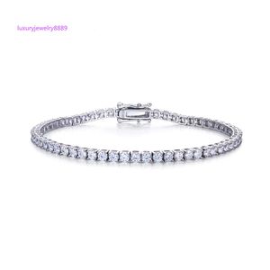 Hip Hop Iced Out Tennis Chain 925 Sterling Silver D Color 3MM Moissanite Tennis Chain Bracelet