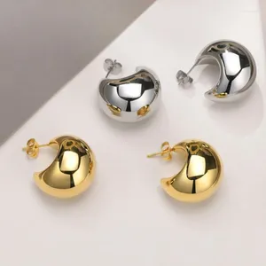 Hoopörhängen Chunky Silver Golden C -formad rostfritt stål Hoops Women 2023 Fashion Trendy Elegant smycken för Woman Gold Plated