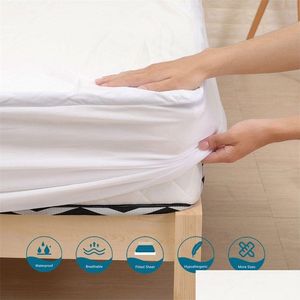 Sheets Sets Waterproof Bed Er Microfiber Fitted Sheet Mattress Protector Breathable Noiseless Deep Pocket Sabanas Cama 150 220514 Dh32X