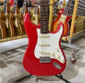 st Electric Guitar with Rosewood Fingerboard, Basswood Body, Apple Red Color, High Quality, Free Shipping, Hot Sale