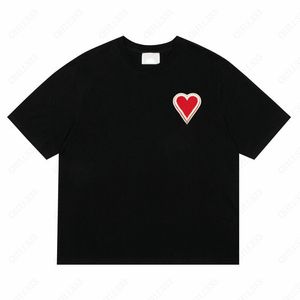 AMIS Designer camiseta Top Men Women Summer Summer Manga Short Tees Red Heart Bordery Tee