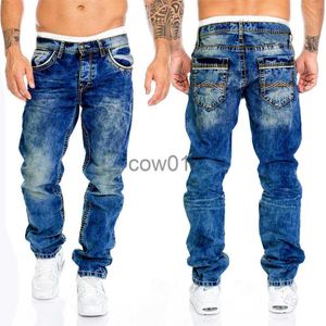 Herrbyxor vintage snötvätt rak baggy jeans män streetwear casual denim last byxor hösten vår pantalones hombre stretch byxor j231028