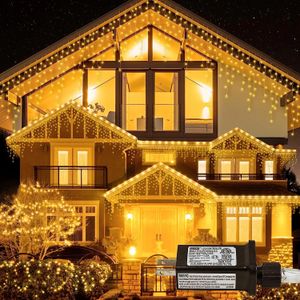 Decorazioni natalizie 24V Sicurezza LED Ghiacciolo Luci natalizie Decorazioni per esterni 2024 Ghirlanda stradale sulla casa Anno 2024 Festone 231027
