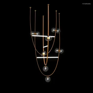 シャンデリアは芸術的なレザーベルトDIYシャンデリア照明吊りランプランパラスデカサスペンションラミネールランペンリビングルーム