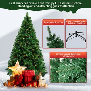 Other Event Party Supplies 75FT Artificial Christmas Tree Premium Spruce Hinged with 550 LED Lights and Solid Metal Stand 231027