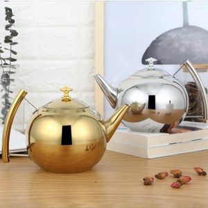 Garrafas de água moda mais grossa 304 chaleira de aço inoxidável bule de chá com filtro el café restaurante fogão de indução