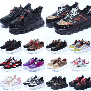 2023 Designerkedjereaktion Casual Shoes Luxury Italy Brand Female Women Triple White Black Twill Orange Bluo Fluo Multi-Color Rubber Suede Platform Sneakers