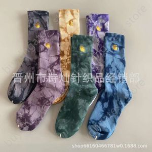 8wpm Men's and Women's Fashion Towel Socks Fashion Brand Carthart Hosiery Gold Standard Embroidery Tie Dyed High Tube Tide Bottom Thickened Sports Basketball