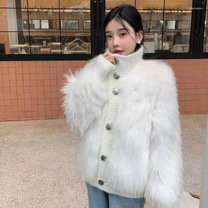 Women's Knits Mink Cashmere Sweater Cardigan Coat Thick Loose Warm Autumn Winter 2023 Fashion Single-Breasted Knitwear Jacket
