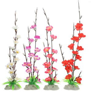 Dinnerware Sets 4 Pcs Decorative Fake Flowers Ornament Sashimi Small Artificial Plants Simulation Plastic Platter Decoration Restaurant Desk