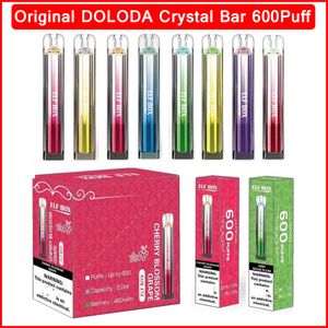 Autentyczny Doloda jednorazowy Vape Pen Pen Crystal Bar Elf Box 600 Puffs Preventent E-papierosy 0% 2% 3% 5% 450 MAH Battey 2ml Pods 10 Smaki