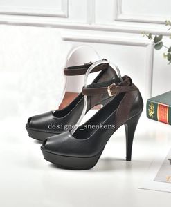 Scarpe eleganti da donna di lusso Sandali décolleté Tacchi alti Punta aperta Décolleté in pelle stampata marrone nero Sandali da festa di nozze firmati da donna con scatola