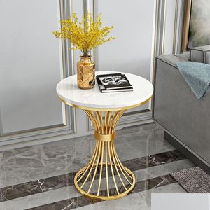 Wohnzimmermöbel Mode nordische Stile runder Tisch Metallzylinder Couchtisch für Zuhause Balkon Restaurant Dekor Drop De Homefavor DHDPK