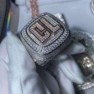 Anel campeão de alta qualidade personalizado em prata esterlina 925 com Vvs Moissanite anel de hip hop masculino