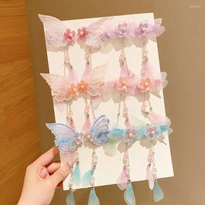 Hair Accessories Headdress Hanfu Ornament Butterfly Wing Side Clip Kids Girl Hairpin Accessory Children Barrettes Chinese Style