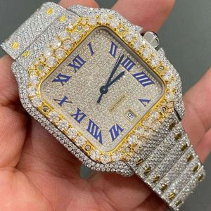 Hip-Hop-Schmuck, individuelle Moissanit-Uhr, luxuriöse VVS-Moissanit-Diamant-Designeruhren für Herren. Für Herren