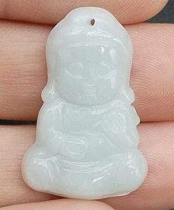 Ciondolo in giada giadeite certificato verde lavanda naturale, dio Buddha Shakyamuni