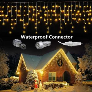 Christmas Decorations Street Garland On The House Christmas Decorations Ornaments LED Festoon Icicle Curtain Light Droop 0.5/0.6/0.7M EU Plug Year 231027