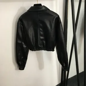 Women's Jackets 23 Early Fall Femininity Simulation Lambskin Short Motorcycle Jacket D067