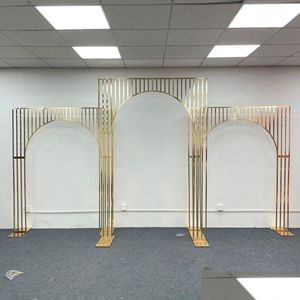 Party Decoration Upscale Wedding Backdrop Gilded Arch Shelf Geometry Design Wrought Iron Sn For Outdoor Diy Props Drop Deli Homefavor Dh2Eg