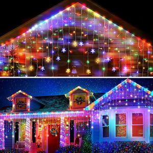 クリスマスの装飾クリスマスデコレーションライト屋外20m 864 LED STREET GARLANDS ICICLE LIGHTS OUTDOOR WASTROOF CARTAN FAIRY STRING LIGHT 231027