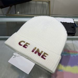 Gorro de malha chapéu designer masculino e feminino crânio chapéu carta lantejoulas decoração outono e inverno 4 cores lã pura chapéu adulto