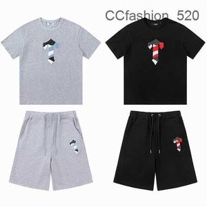 Trapstar 2023 Mens Trapstar Tracksuit Embroidered t Shirt Short Sleeve Outfit Chenille Tracksuit Black White Cotton London Streetwear Size S-xl 35GL