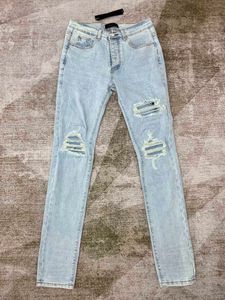 Mens Jeans Skinny Jean Stretchy Ripped Jeans Well-Worn Vintage Denim Italian Stretch Denim Suede Patches At Knees Wash Destoed Patched Slim Pants Casual Sweatpant