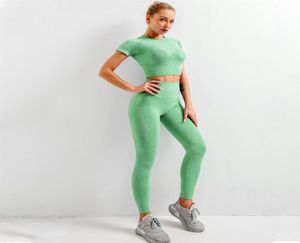 2sts sömlösa kvinnor yoga kläder fitness leggings bär träningskläder kort ärm skörd topp hög midja sport kostymer gym set exer4984523