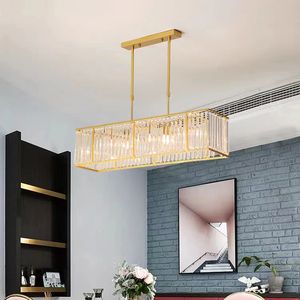 Crystal Chandelier American Rectangular Crystal Simple Modern Bar Nordic Restaurant Lamp Creative Hanging Lamp Pendant Light