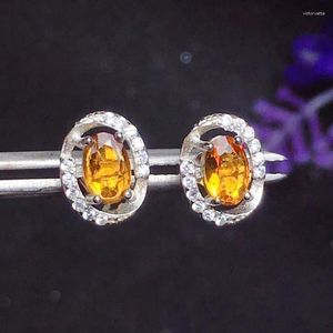 Stud Earrings Natural Real Citrine Oval Earring 925 Sterling Silver 4 6mm 0.45ct 2pcs Gemstone Fine Jewelry For Men Or Women X21899