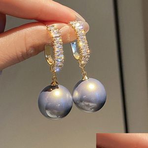 Fashion White Pearl Drop Earrings For Women Shiny Crystal Exquisite Wedding Party Engagement Jewelry Drop Delivery Dhgarden Otweo