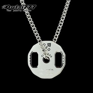 Round Dumbbell Piece Necklaces Women Mens Stainless Steel Couple Fitness Jewelry for Neck Fashion Christmas Valentines Day Gifts for Girlfriend Wholesale