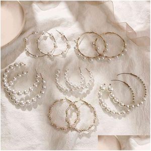 Trend Simation Pearl Long örhängen charm kvinnliga vita runda pärlor bröllop hänge örhänge koreanska smycken droppe läcker dhgarden otpug