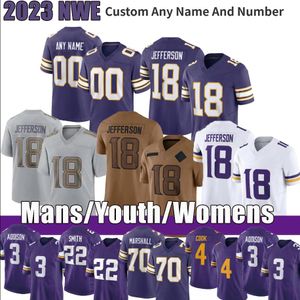 18 Justin Jefferson T.J. Hockenson addison futbol formaları lewis cine kirk kuzenleri Randy Moss Danielle Hunter Harrison Smith Mens 4xl