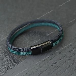 Bicolor Halat Bileklik Erkekler Ukraynalı Sembol Sembolü Sarı Mavi Paslanmaz Çelik Mıknatıs Toka Braslet Homme Pulseras Moda Mücevher Bilezikler Bilezikler