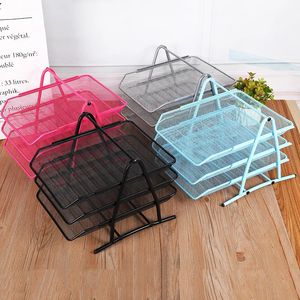 Business Card Files Office Home Bedroom Metal Material Black Color 3/4/5 Tier Sliding Type Paper Letter Desk Organizer File Tray 231027