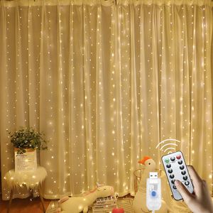 300 LED telecomando luci per tende natalizie plug-in luci per tende fatate luci esterne per finestre appese a parete per decorazioni per interni per feste sullo sfondo della camera da letto