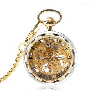 Orologi da tasca Orologio meccanico scheletro dorato Orologio vintage a carica manuale di lusso da uomo e donna, orologio accessorio Montre Gousset