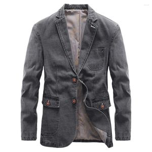 Mäns kostymer blazer jacka våren män märke avslappnad kostym 4xl jean denimrock ytterkläder fritid smal