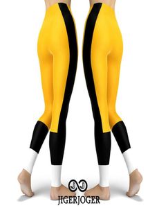 JIGERJOGER Pantaloni da yoga Leggings sportivi Squadra di hockey Leggings da calcio cb uomo leggins palestra allenamento pantaloni giallo nero bianco patch3175352