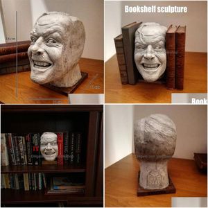 Oggetti decorativi Figurine della biblioteca fermalibri splendente Heres Johnny Scpture Resina Desktop Ornament Book Shelf 220810 Drop Del Dhnsv