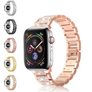 Diamant Strass Edelstahl Metall Armband für Apple Watch Band 38/40/41 mm 42/44/45/49 mm Bling Ersatzarmband für iWatch Serie 8 7 6 5 4 3 2 1 SE Ultra2