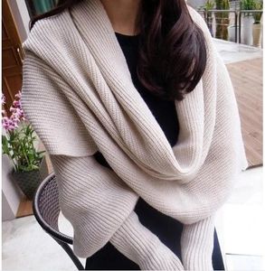 Scarves Europe and American style winter wool scarves for men and women with sleeves knitted scarf thick warm high-end fashion 231027