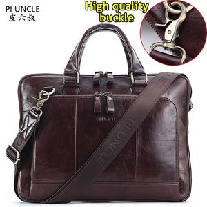 Laptop Bags Genuine Leather Men's Briefcase Male TopHandle Big Bag Business Handbags Large Capacity Shoulder For Men Waterproof Casual 231027