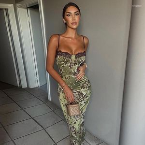 Casual klänningar kvinnor fest kväll sexig semester midi 2023 sommar formell tillfälle klänning backless ärmlös elegant blommig spets